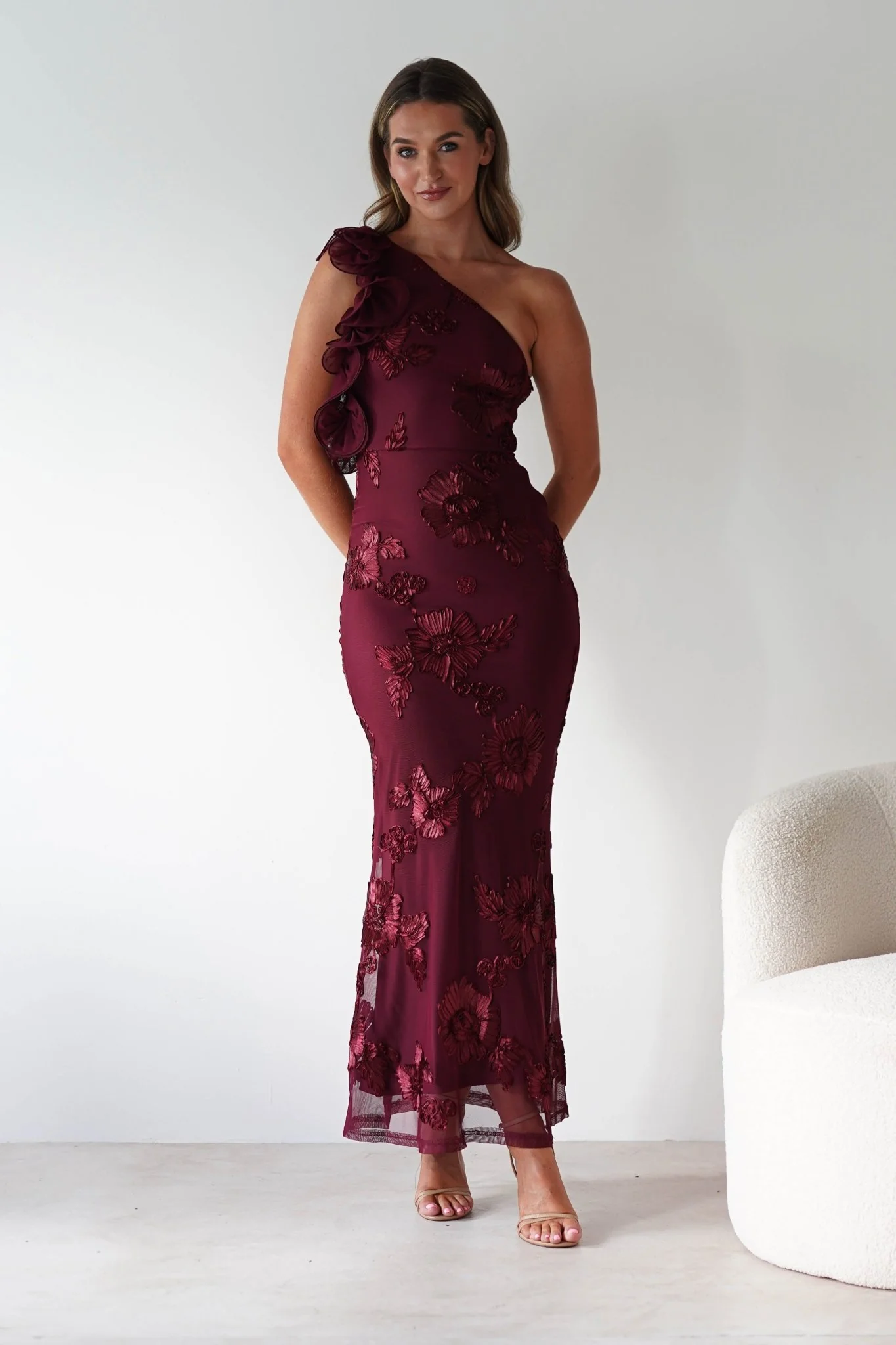 Siren Bodycon Maxi Dress | Wine Textured - Image 6