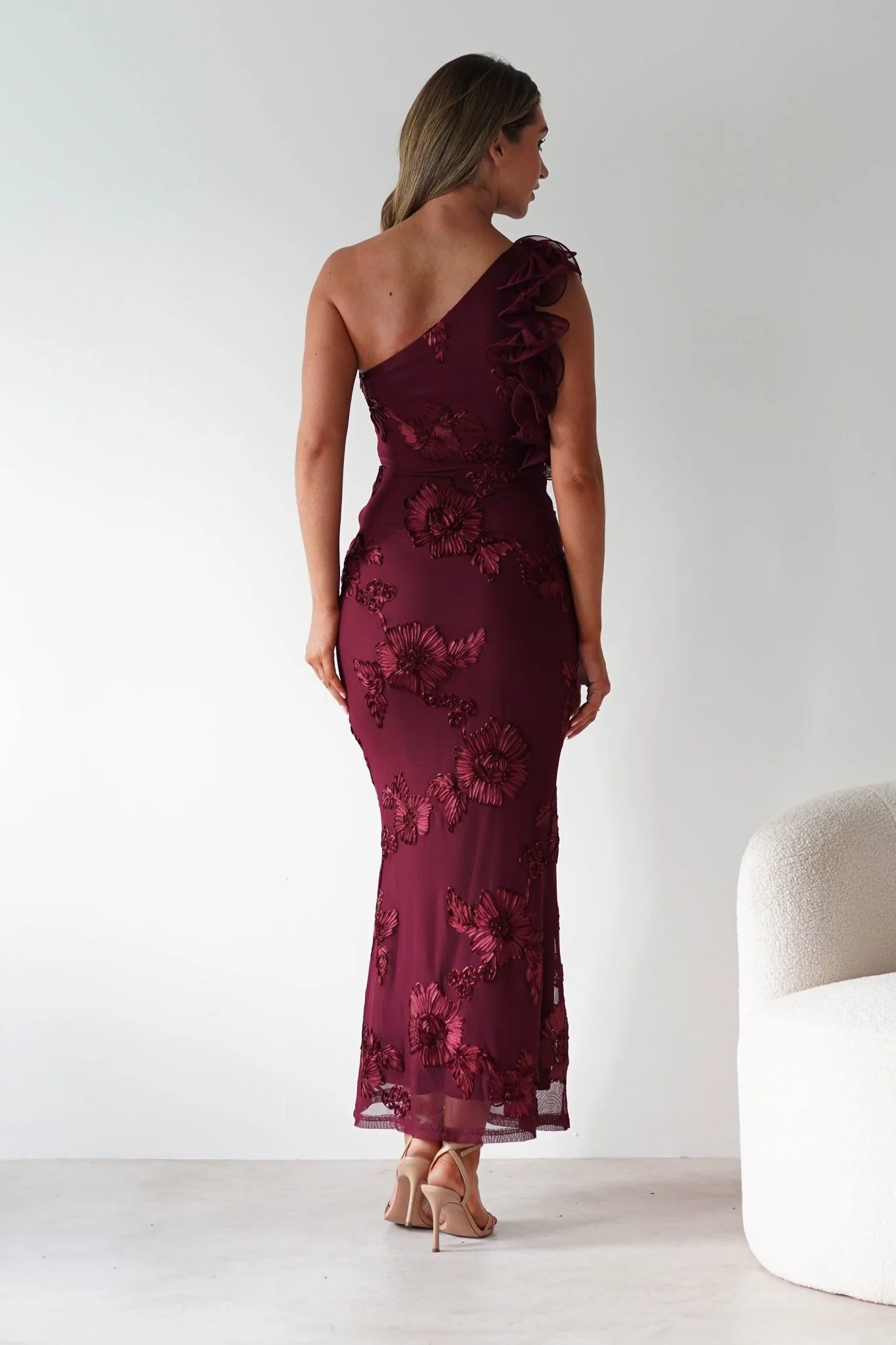 Siren Bodycon Maxi Dress | Wine Textured - Image 7