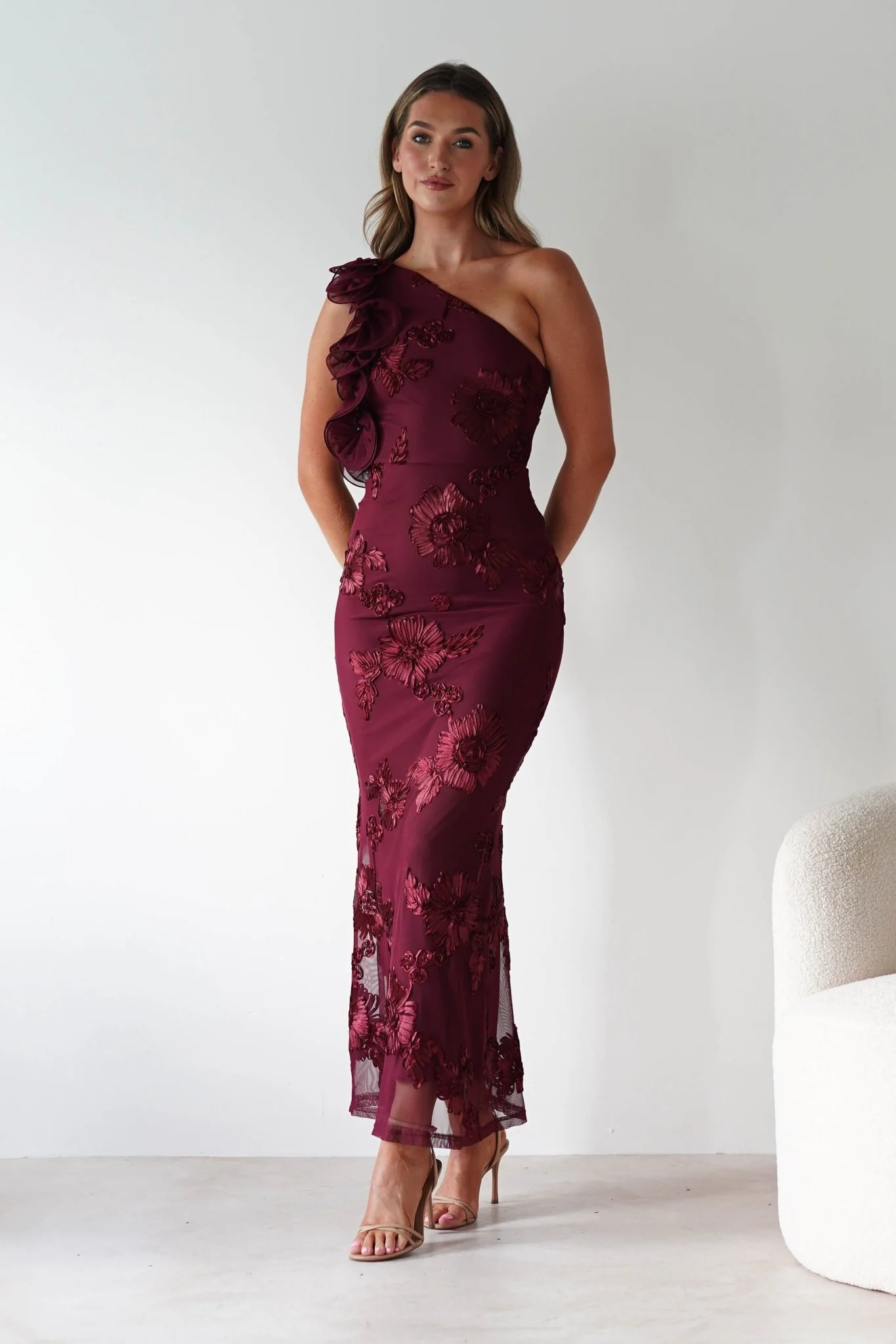 Siren Bodycon Maxi Dress | Wine Textured - Image 9