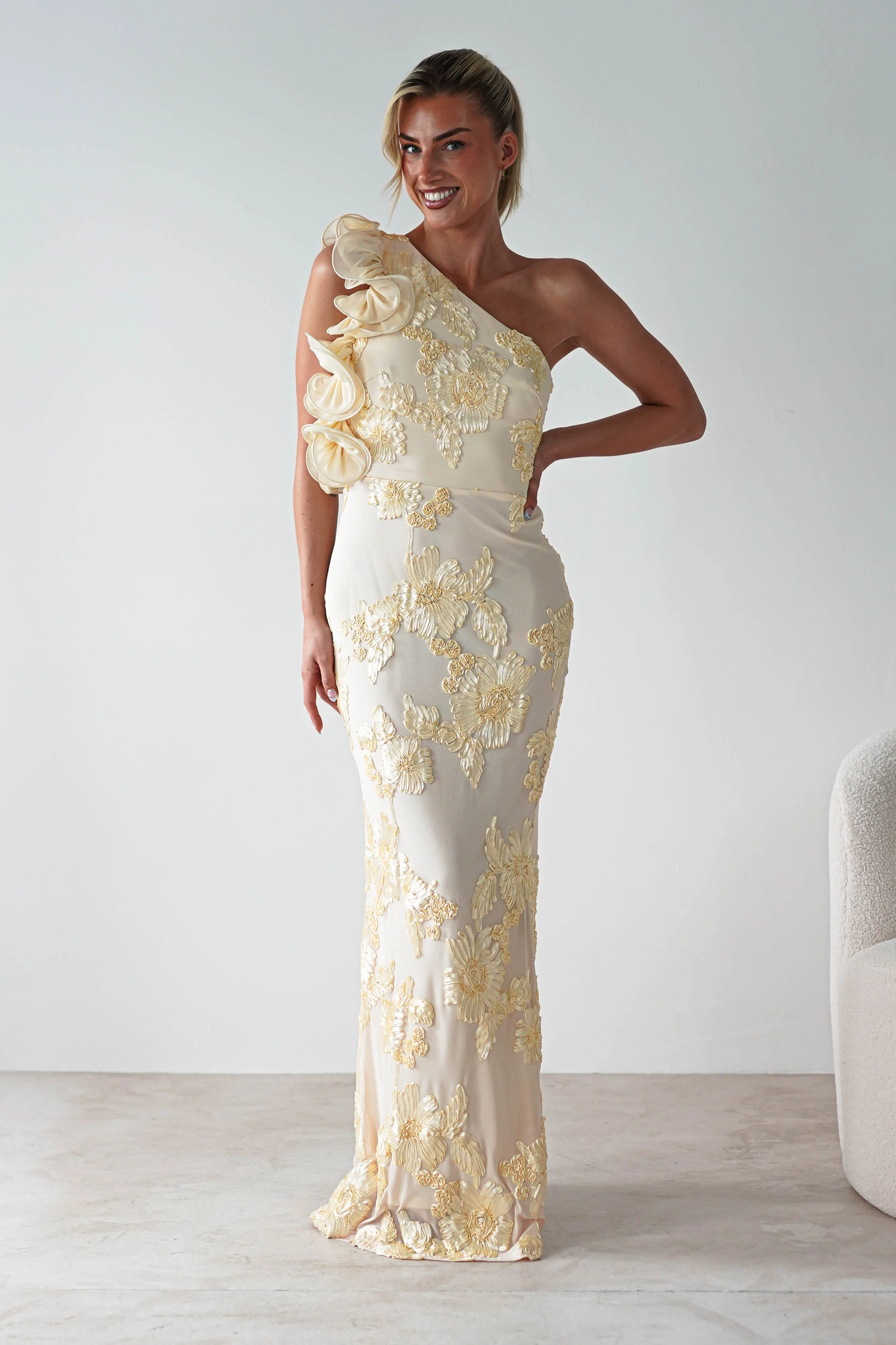 Siren Bodycon Maxi Dress | Light Yellow - Image 3