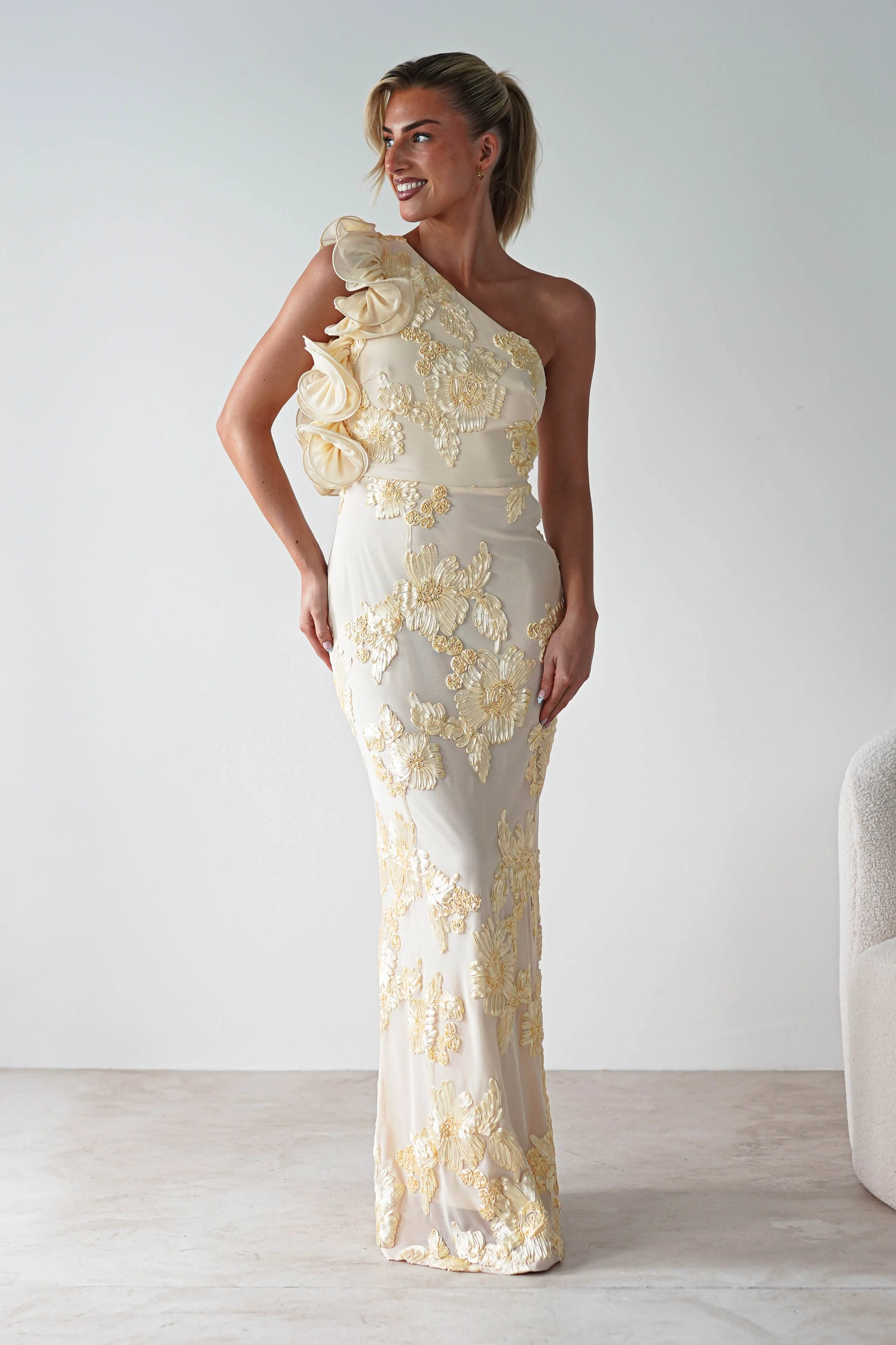 Siren Bodycon Maxi Dress | Light Yellow - Image 5