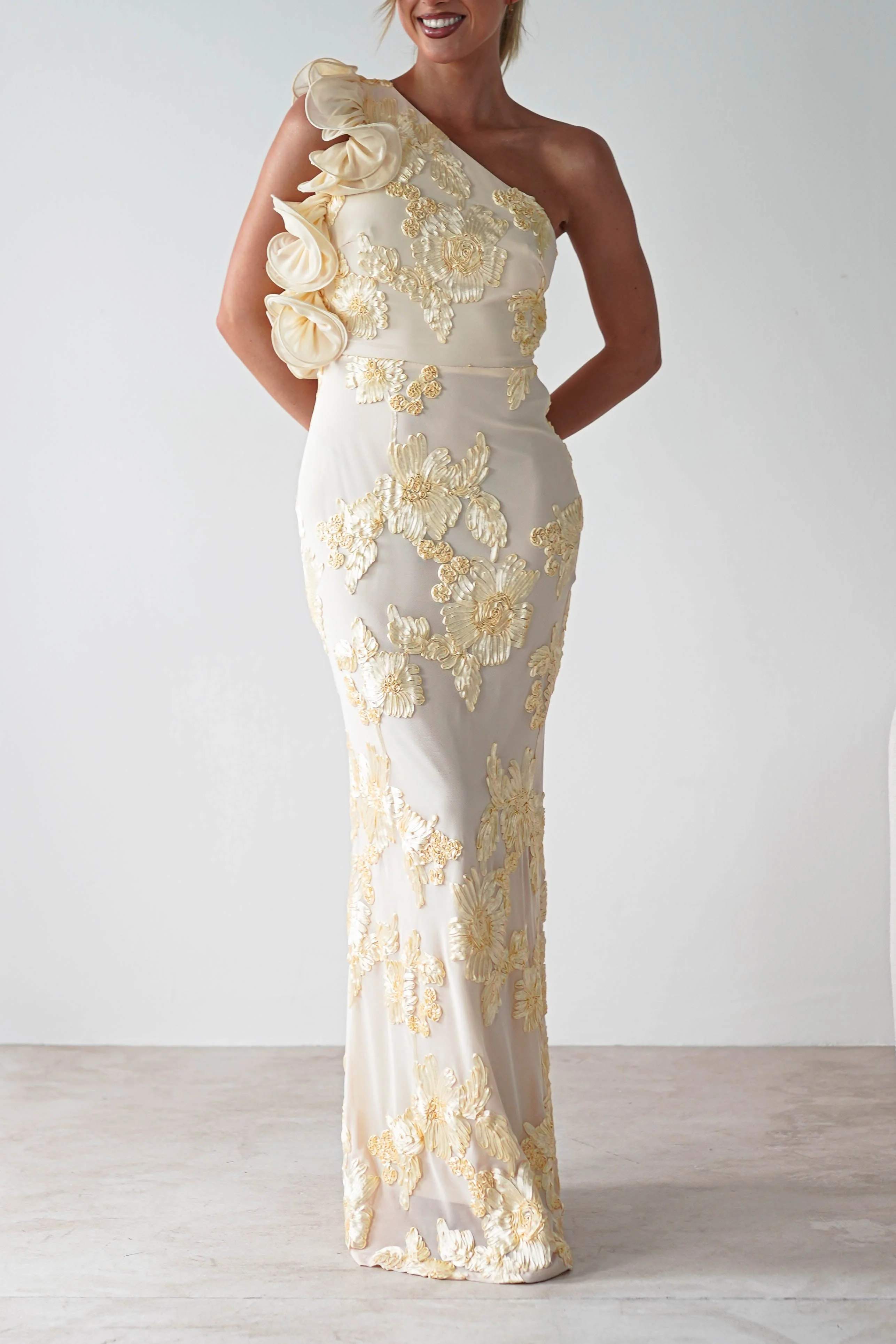 Siren Bodycon Maxi Dress | Light Yellow - Image 6