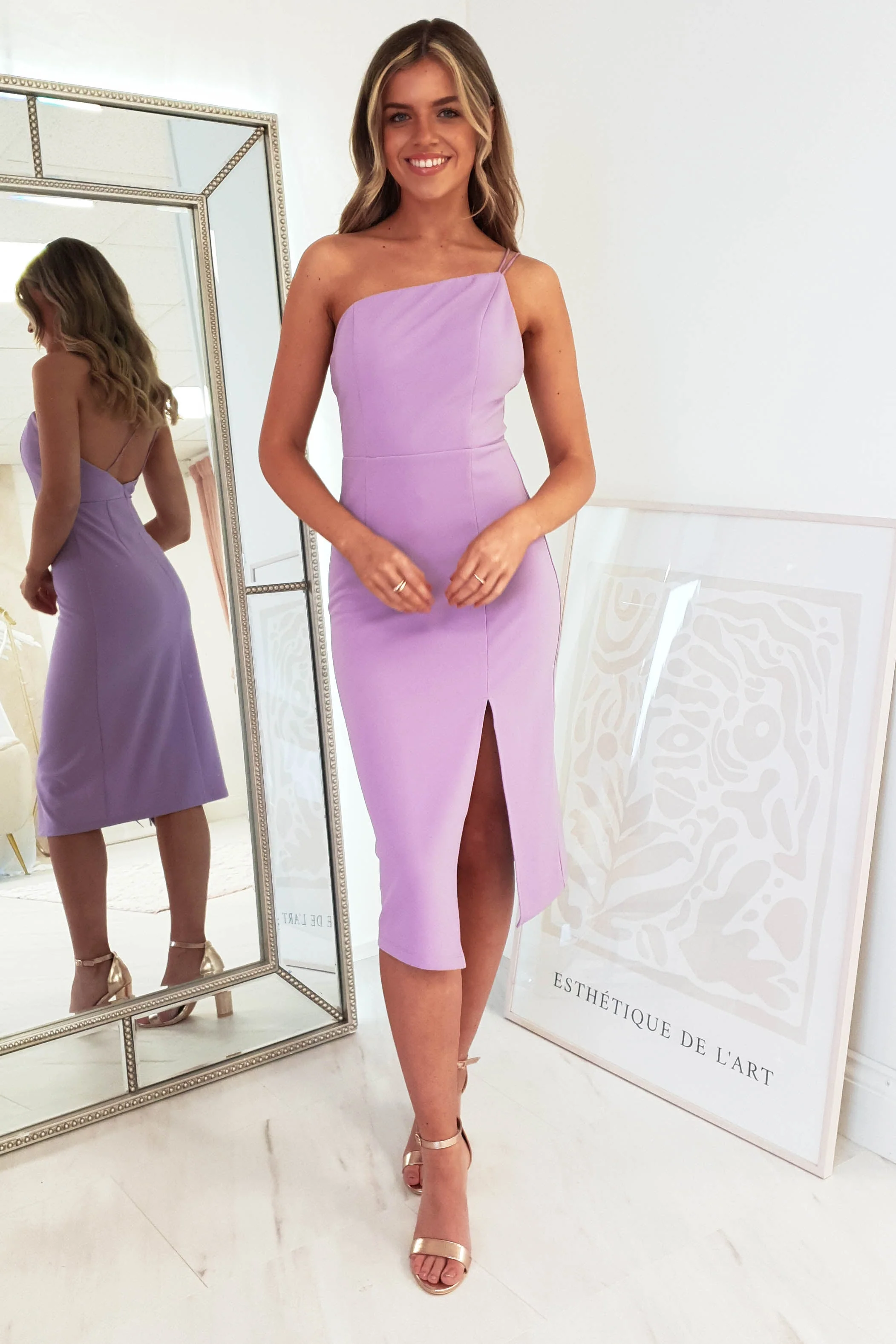 Sophia Bodycon Midi Dress | Lilac - Image 7
