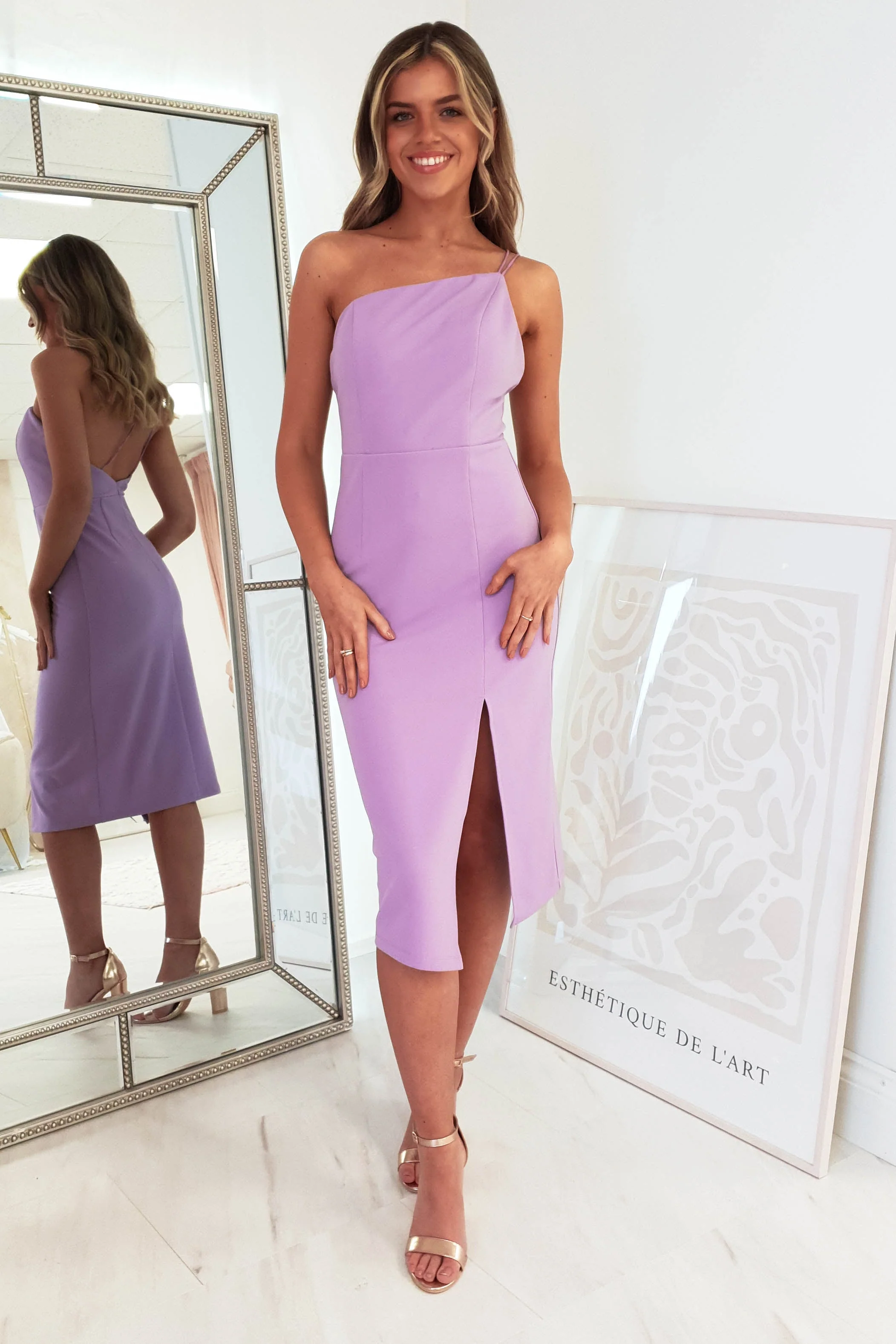 Sophia Bodycon Midi Dress | Lilac - Image 9