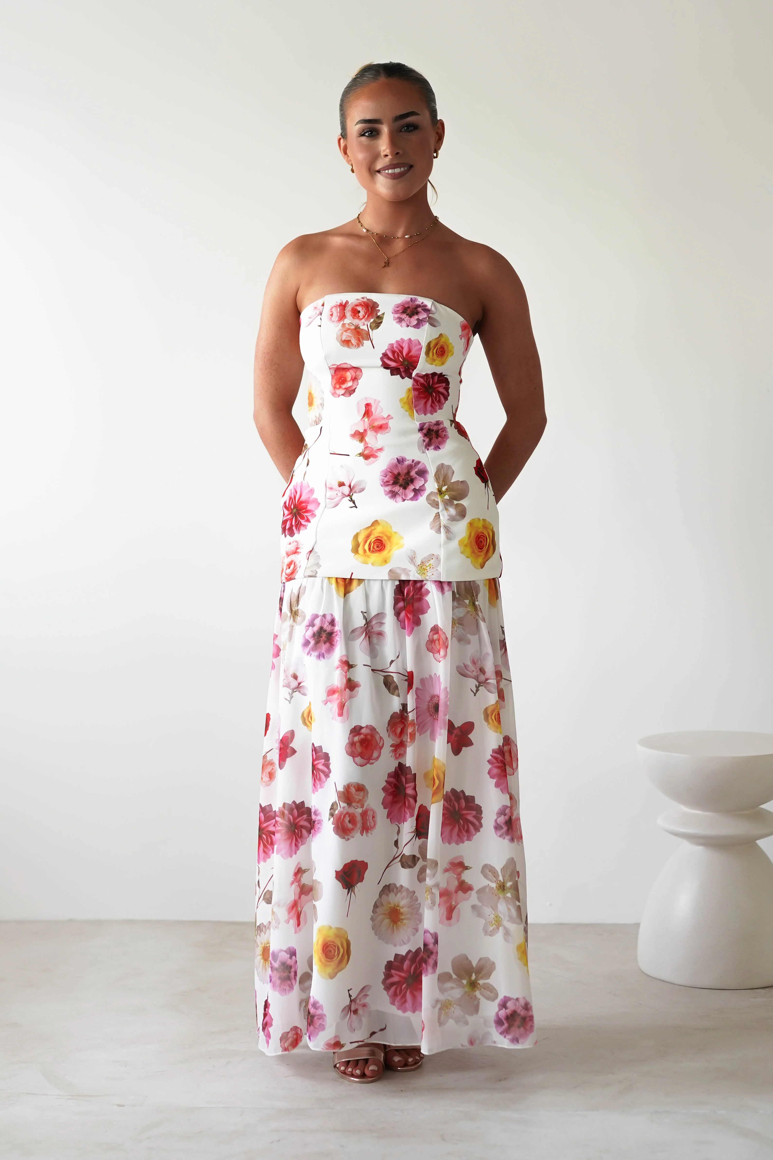 Talia Strapless Floral Print Maxi Dress | Mixed Print - Image 6