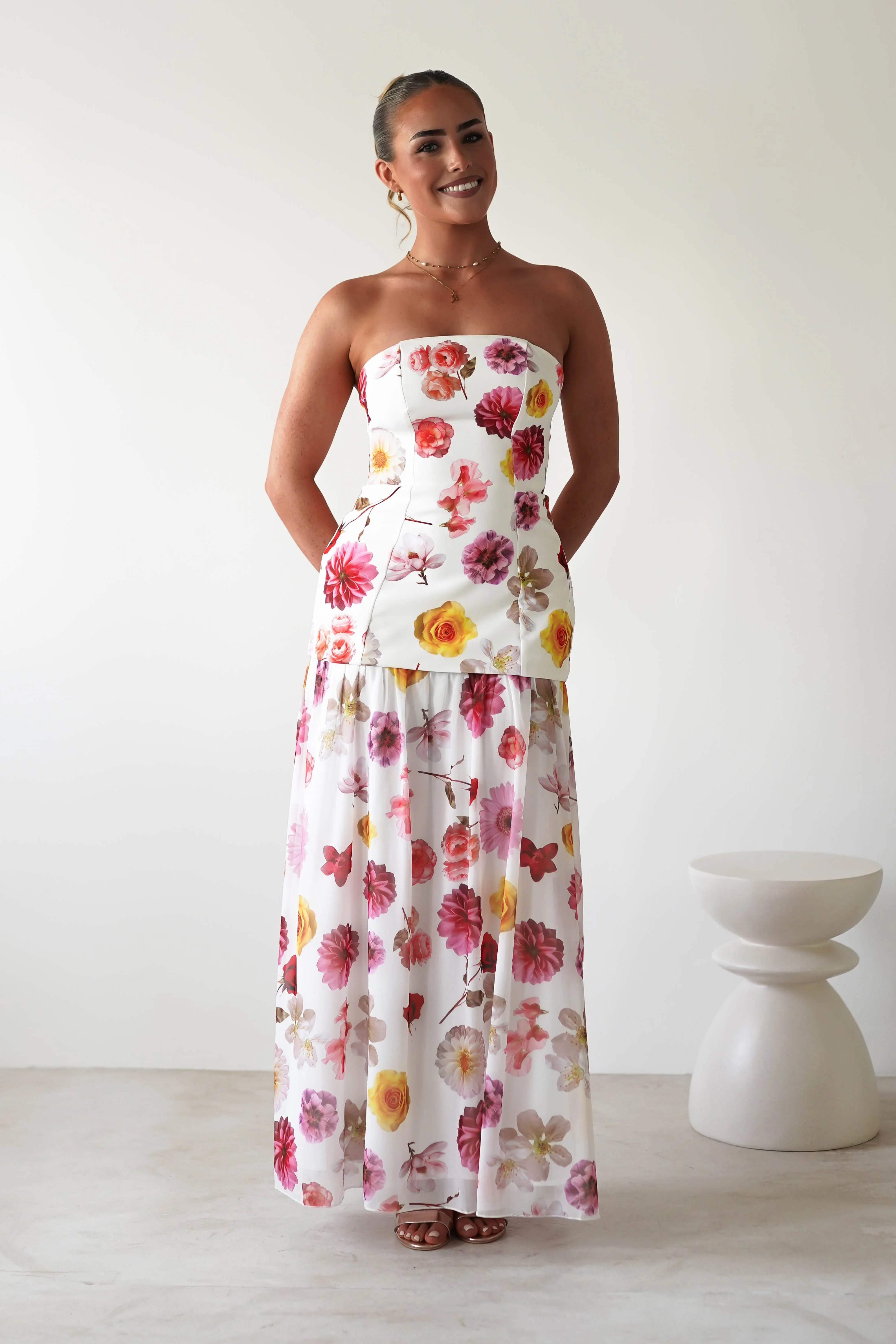Talia Strapless Floral Print Maxi Dress | Mixed Print - Image 7
