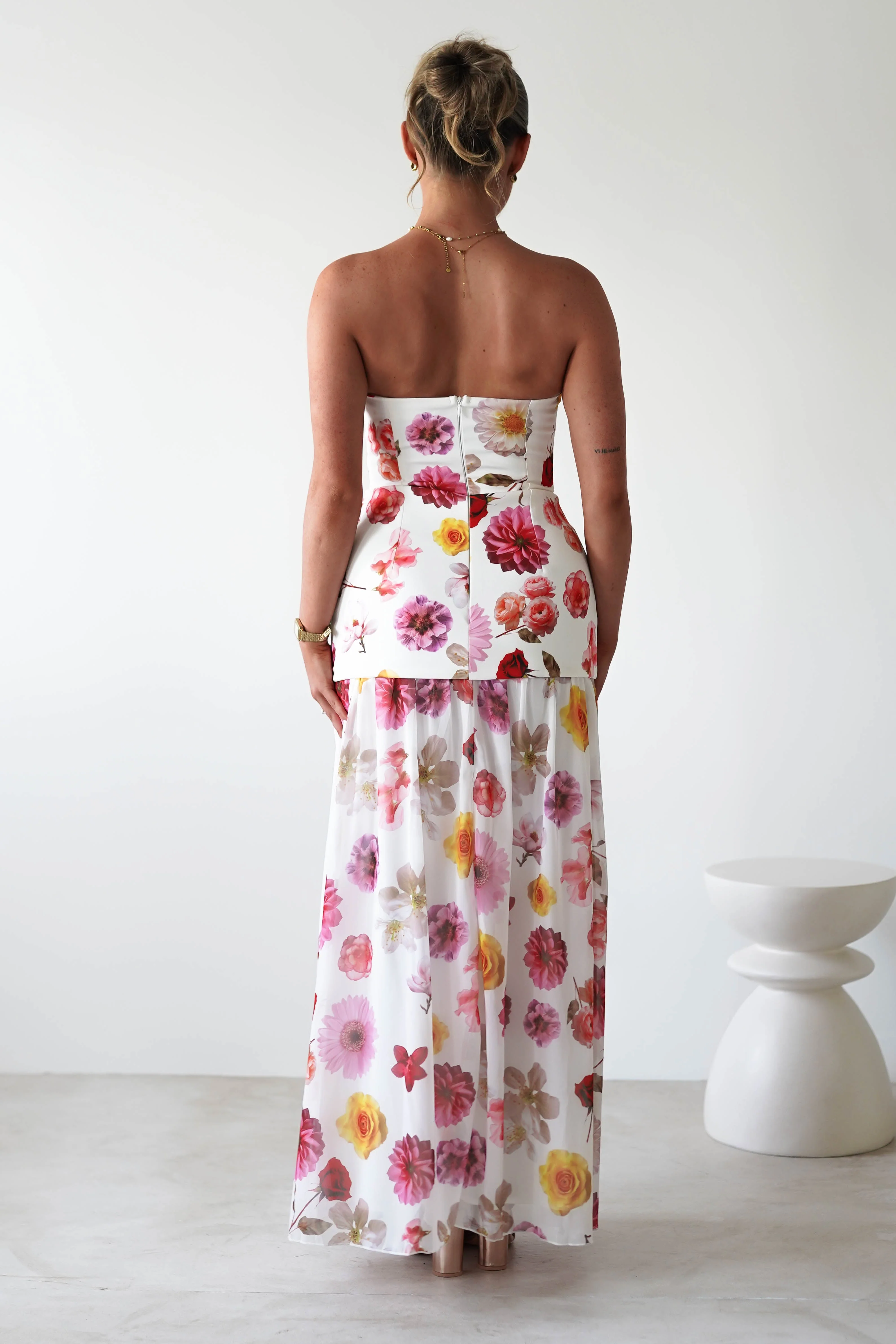 Talia Strapless Floral Print Maxi Dress | Mixed Print - Image 9